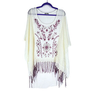 Sheer Summer Top Beach Coverup Boho Hippie Fringe NO SIZE TAG Medium Cool Energe